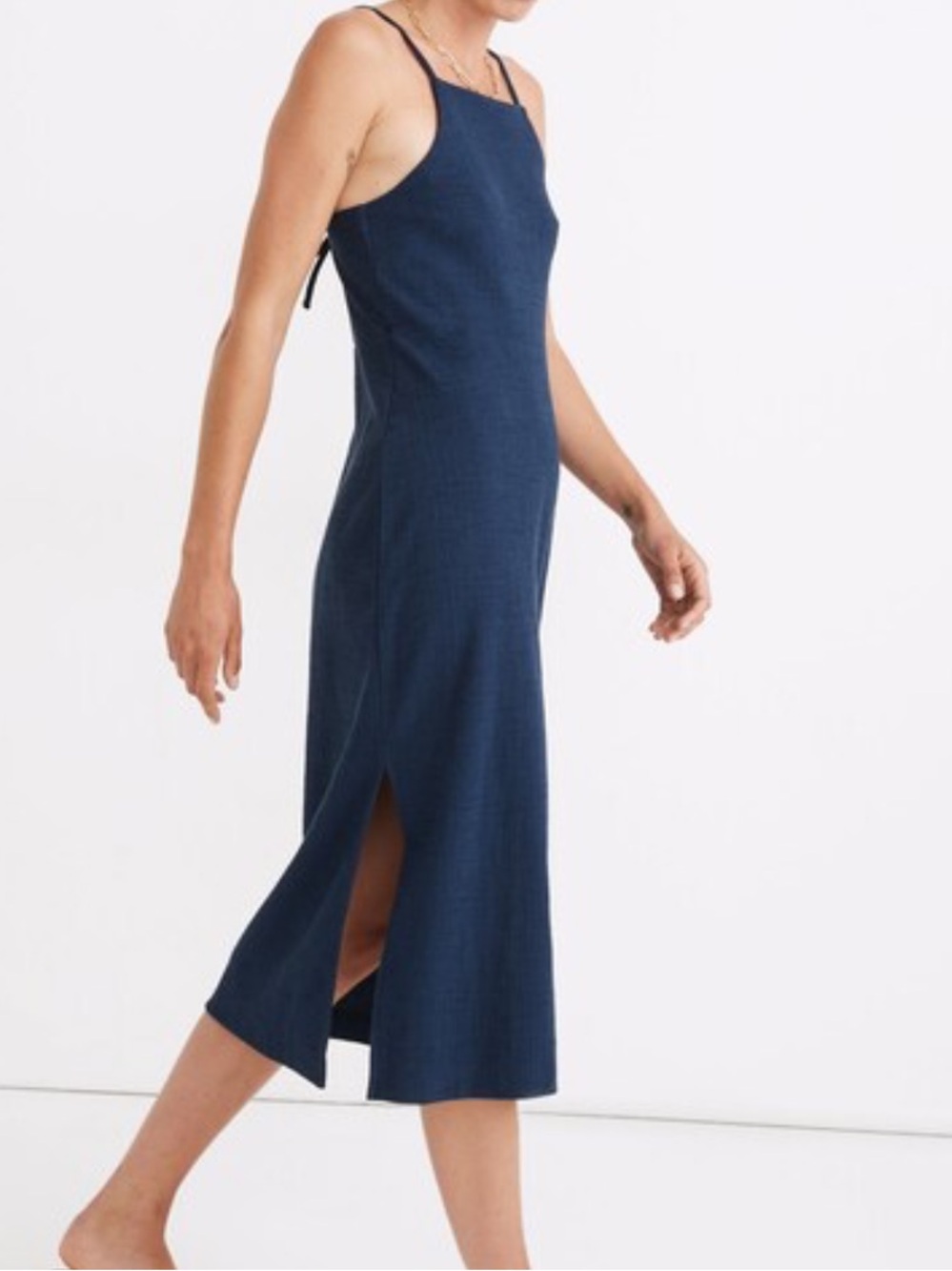 MADEWELL Blue Midi Slit Cami Dress “Knit Apron Cami Dress” Womens Size Medium